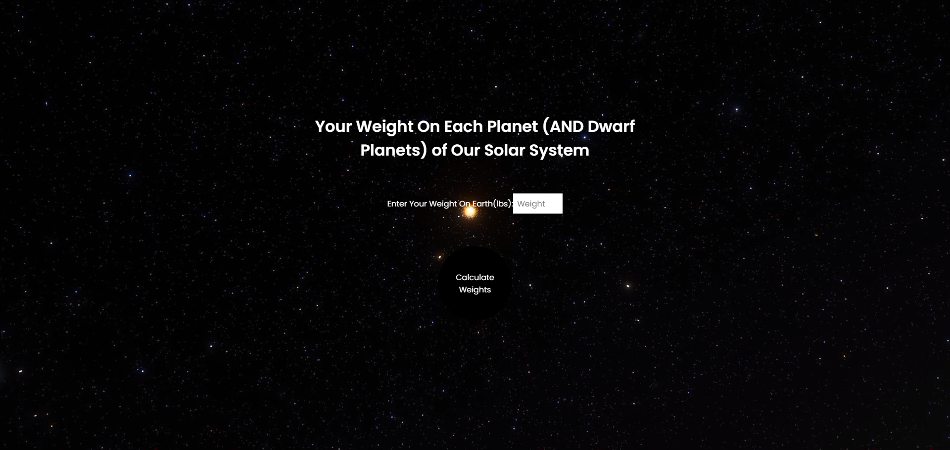 Solar System Weight Calculator